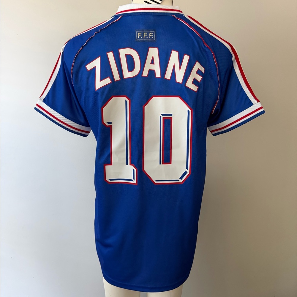 Zinedin Zidane France World Cup 98 Final Retro New Men's Blue Home Soccer Jersey - Picture 7 of 9